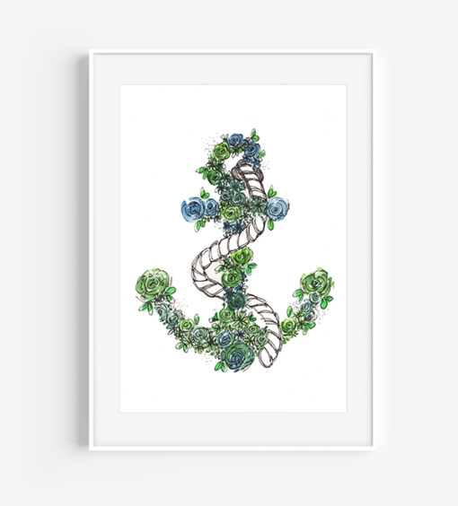 Blue Floral Anchor - A Little Hello Co.