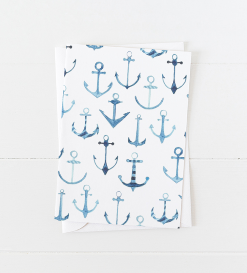 Blue Anchors Greeting Card