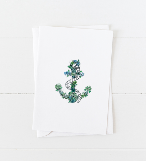 Blue Floral Anchor Greeting Card