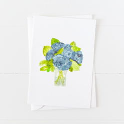 Blue Hydrangeas in a Vase Greeting Card