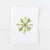 Watercolor botanical snowflake Christmas card with pointed flap envelope