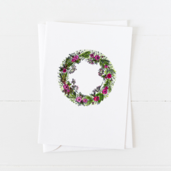 Holiday wreath Christmas Card with pointed flap envelope