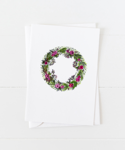 Holiday wreath Christmas Card with pointed flap envelope