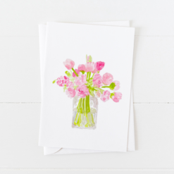 Pink Peonies Vase Greeting Card