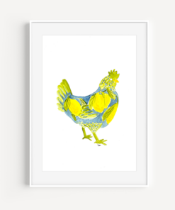 Tuscan Lemon Rooster Watercolor Print