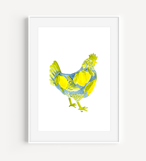 Tuscan Lemon Rooster Watercolor Print