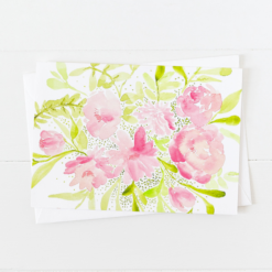 Pink and Green Floral Notecards