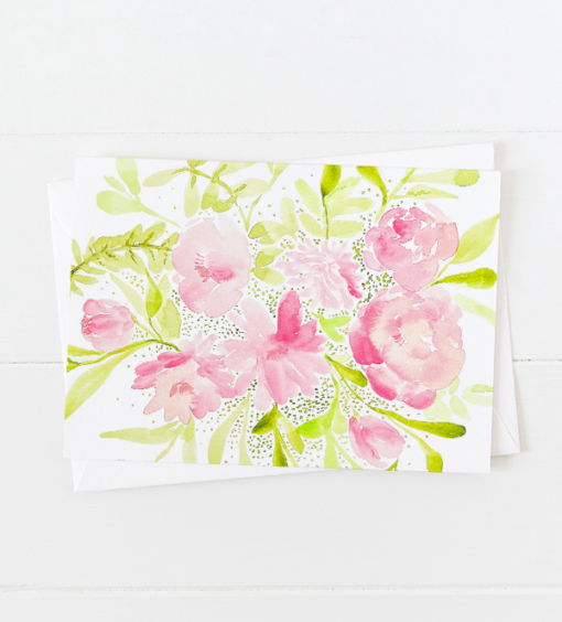 Pink and Green Floral Notecards