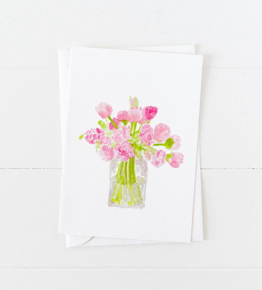 Pink Peonies Vase Notecards