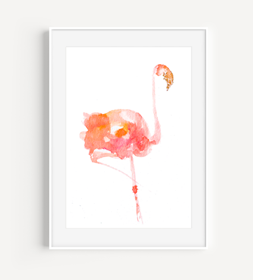 Pink Flamingo Watercolor Print