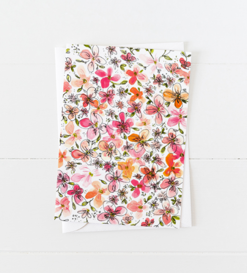 Pink Flower Doodles Greeting Card