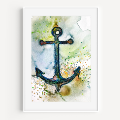 Underwater Anchor Watercolor Print