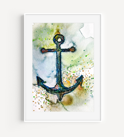 Underwater Anchor Watercolor Print