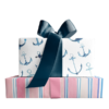 Blue Anchors and Pink Stripes Double-Sided Gift Wrap Sheets