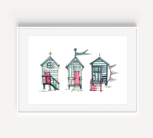 Beach Shacks Watercolor Print