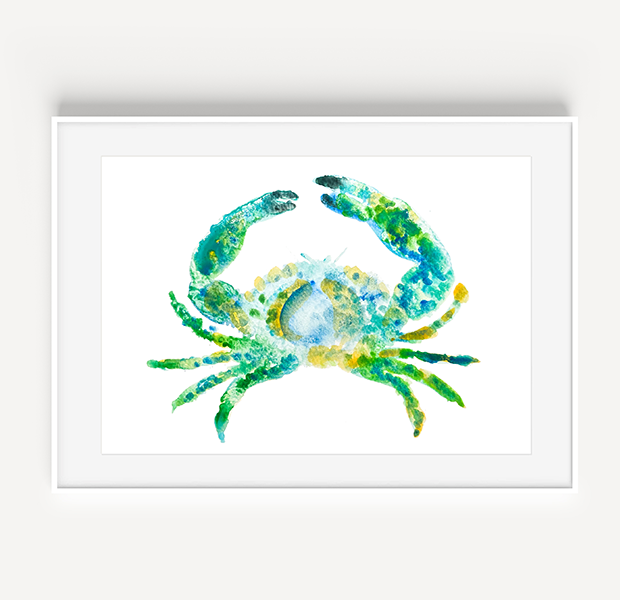 Blue Crab Watercolor Print from A Little Hello Co.