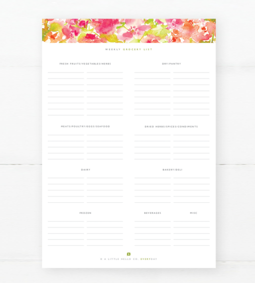 Harbor Rose Grocery List Notepad